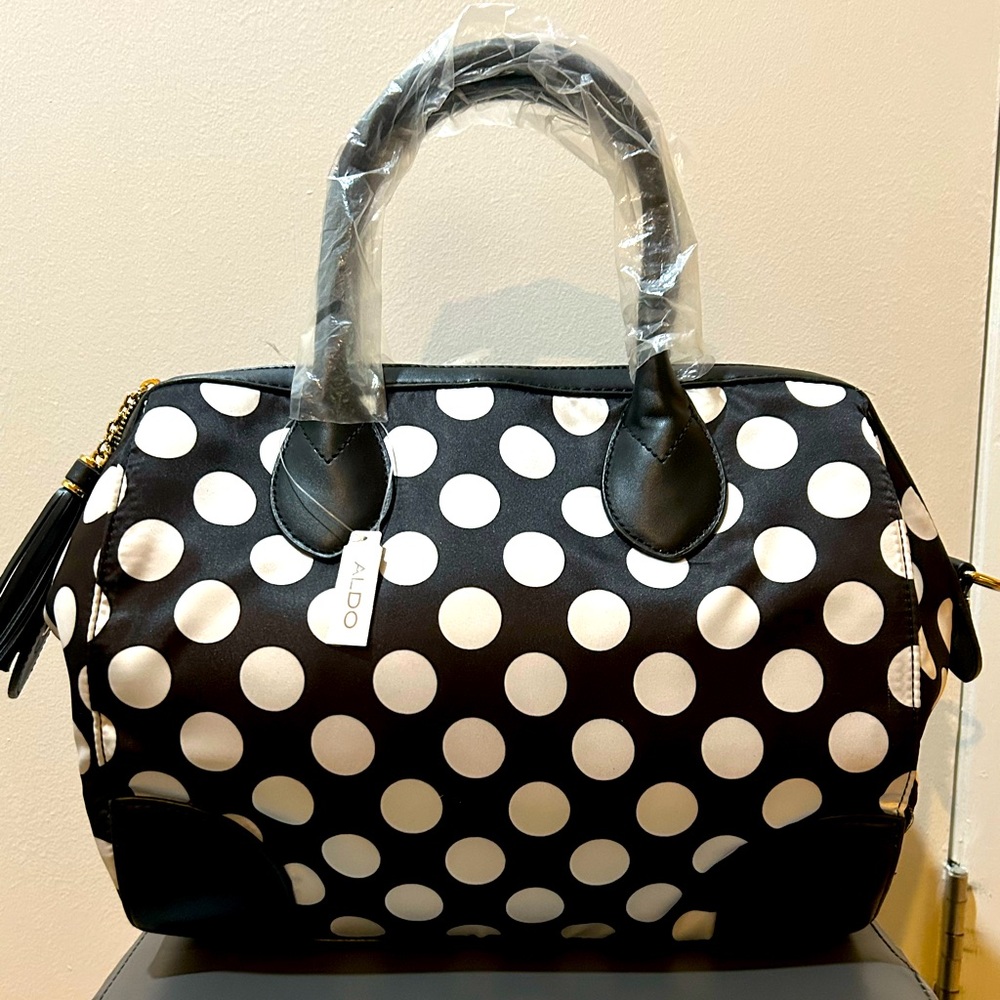 ALDO Black Handbag with White Dots